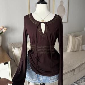 Chocolate Brown Keyhole Top (Axara Paris)